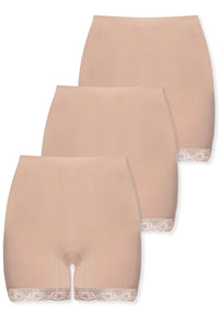 Anti Chafing High Rise Petite Cotton Shorts - 3 Pack