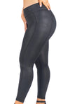 V-Waist Faux Leather Booty Sculpting Leggings