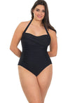 Petite Halter One-Piece Swimsuit with Ruched Bust