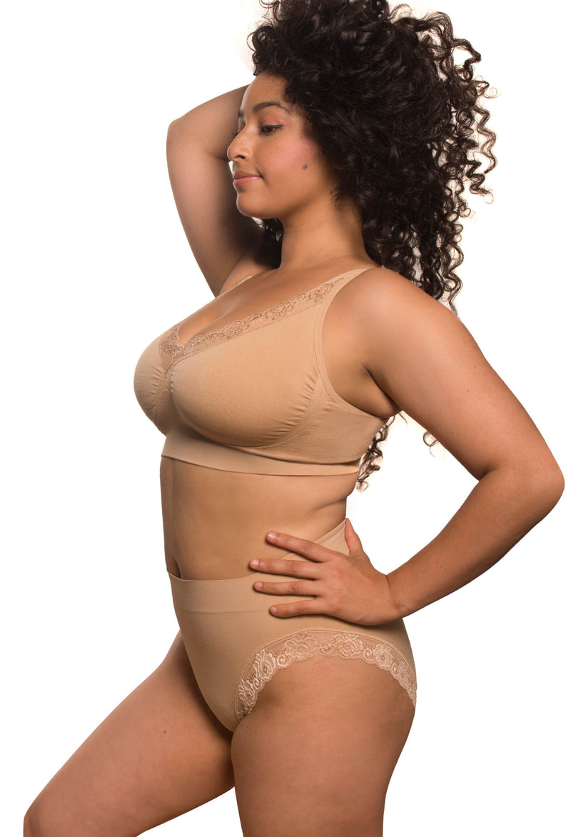 Lace Minimiser Wire Free Bra - Neutrals 3 Pack